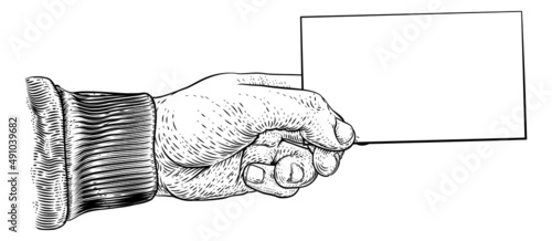 Hand Holding Business Card Letter Message Flyer