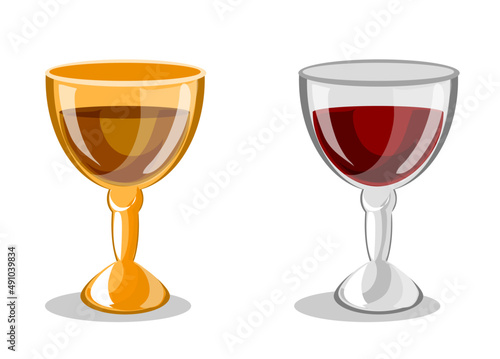 Vector drawing with two glasses of red wine