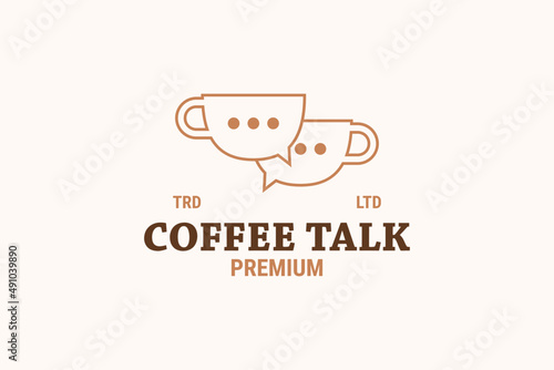 Coffee talk chat icon logo design