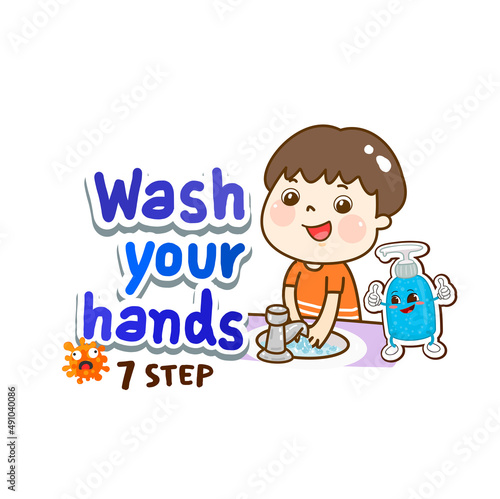 Cartoon How to Wash Your Hand Vector.