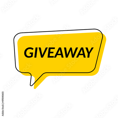 Giveaway. Giveaway in social networks. Speech bubble give away. Giveaway banner. Raffle prizes. Giveaway lettering. Post template for social networks. Vector illustration.