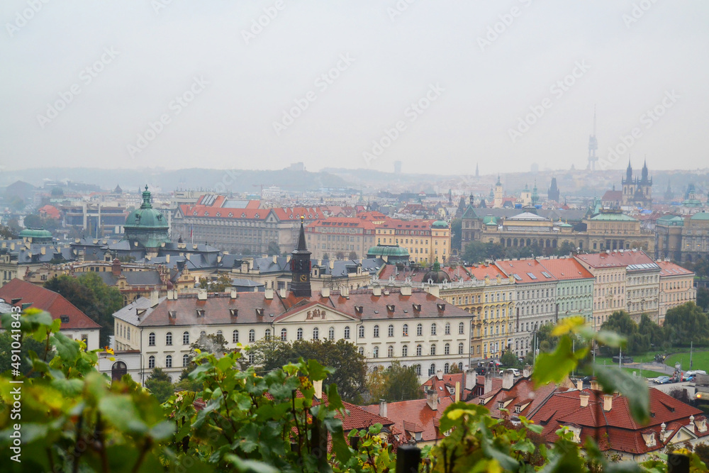 Panoramic view of Old Prague. Vyšehrad, Czech Republic