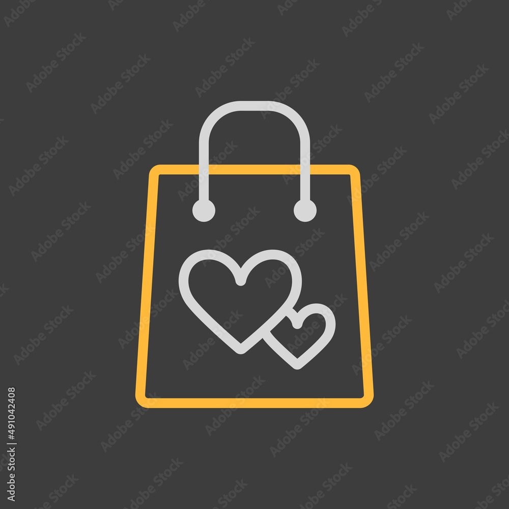 Gist bag with heart vector icon Gist bag with heart vector icon