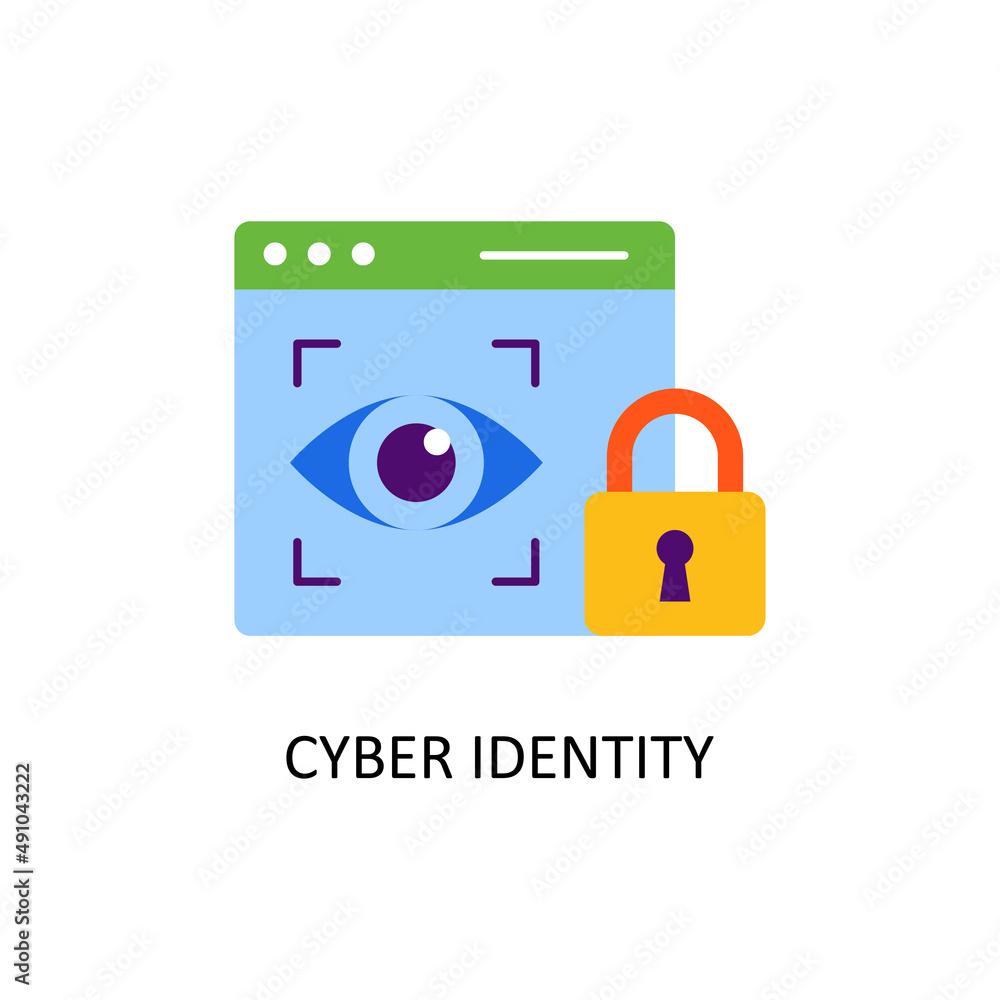 Cyber Identity Vector Flat Icon Design illustration. Fintech Symbol on White background EPS 10 File Cyber Identity Vector Flat Icon Design illustration. Fintech Symbol on White background EPS 10 File