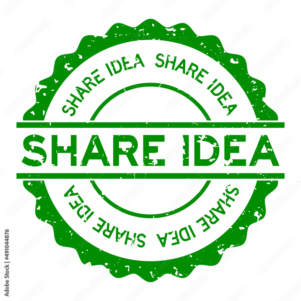 Grunge green share idea word round rubber seal stamp on white background Grunge green share idea word round rubber seal stamp on white background