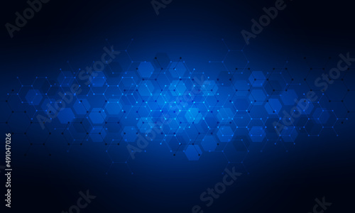 Abstract technology background and design element with hexagons pattern and geometric shapes for your drafting