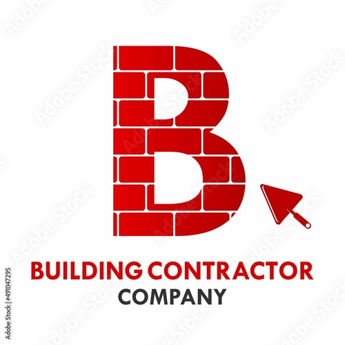 Letter b with brick logo template illustration. suitable for web, building construction company, etc