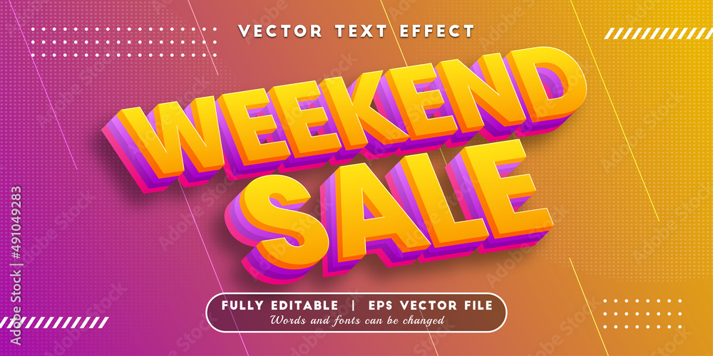 Text effects 3d weekend sale, editable text style Text effects 3d weekend sale, editable text style