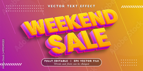 Text effects 3d weekend sale, editable text style photo