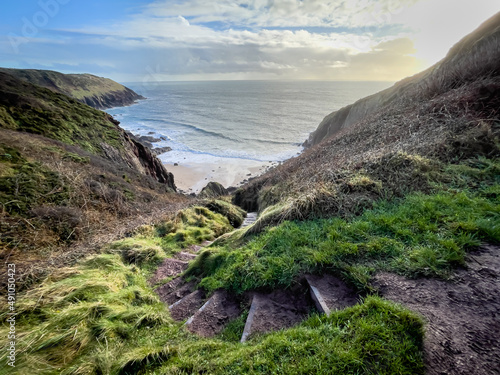 the path to the beach, Manorbier, Pembrokeshire, Wales along the Pembrokeshire Coastal Path photo
