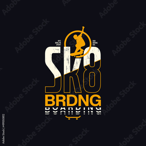 skateboarding, Brooklyn,NYC freestyle action, typography graphic design, for t-shirt prints, vector illustration
