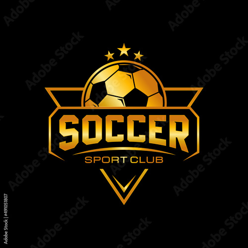 Soccer club emblem. Football badge shield logo, soccer ball team game club elements, Vector Logo Illustration Fit to championship or team
