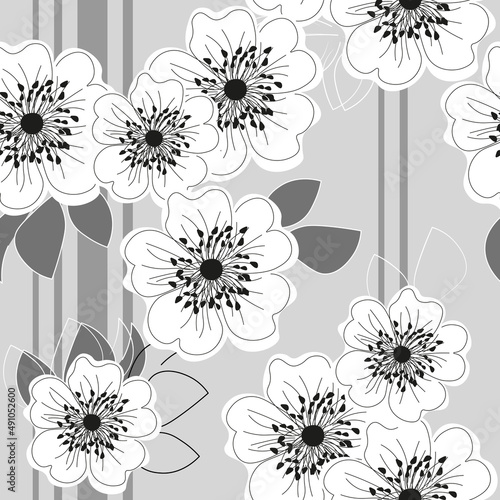 Pattern with flowers.Rosehip.Suitable for wallpaper,fabric,paper,background.Vector graphics