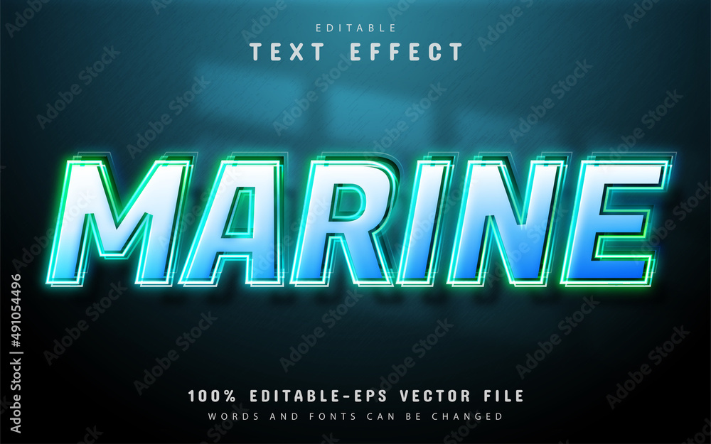 Marine text effect neon style