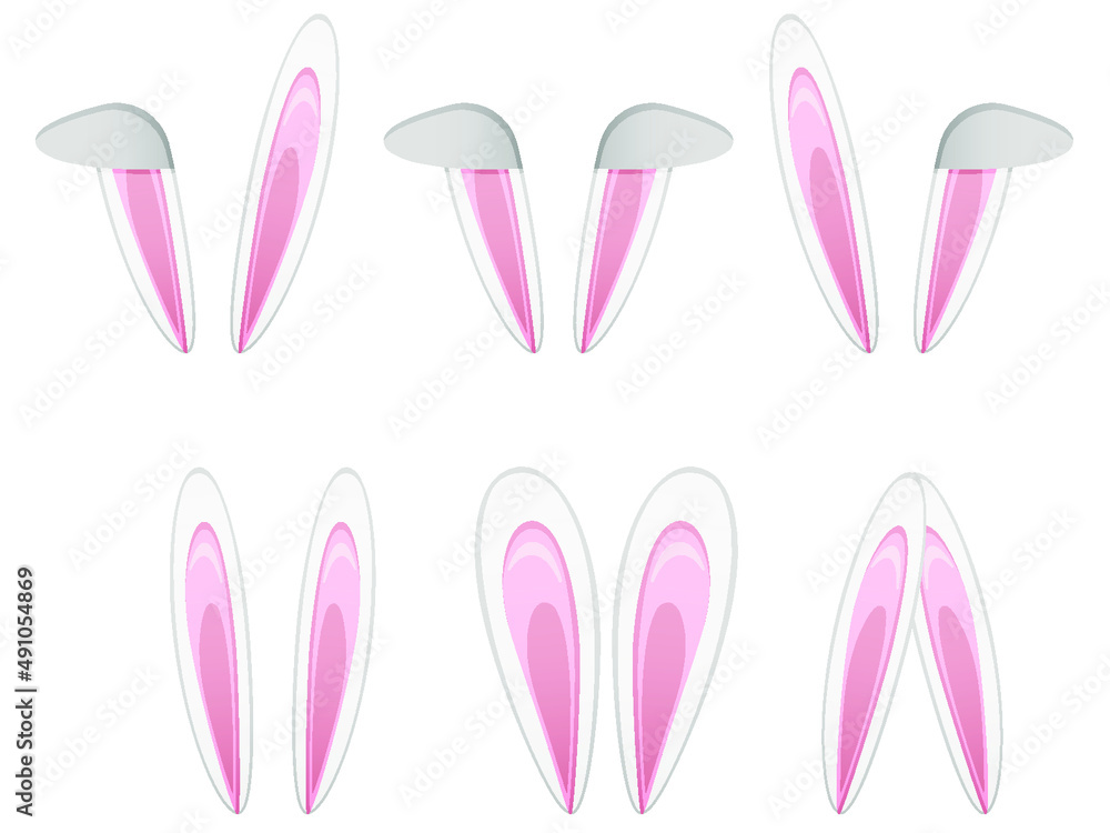 Set with Bunny Ears. Vector isolated Illustration on white background Set with Bunny Ears. Vector isolated Illustration on white background