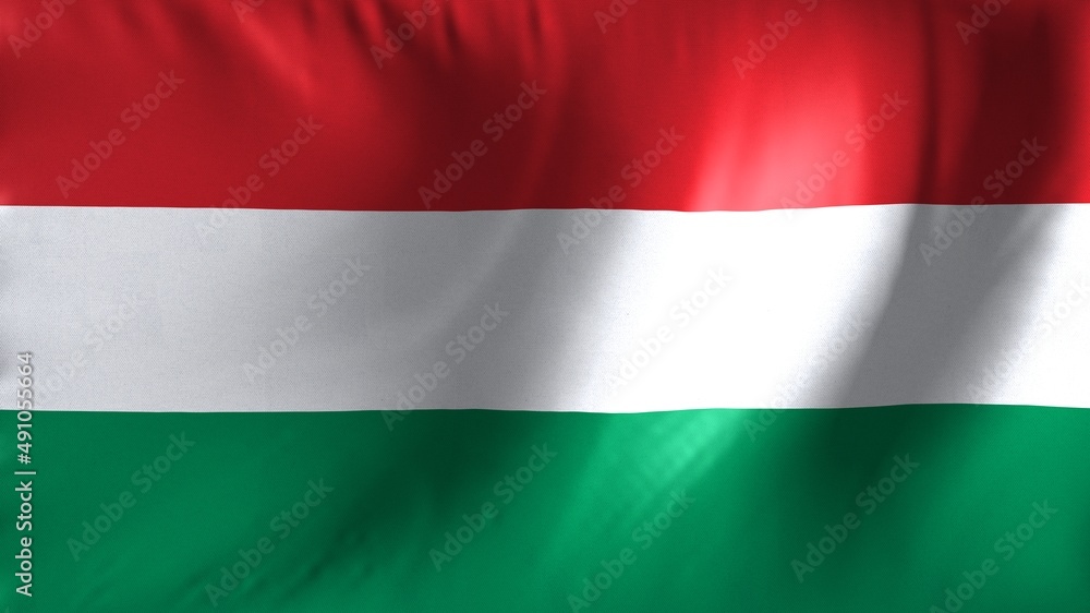 National flag of Hungary. Hungarian flag waving against background.