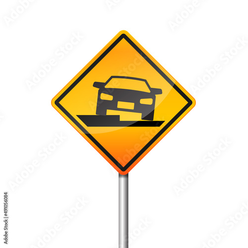 Uneven pavement sign isolated on white background vector illustration.