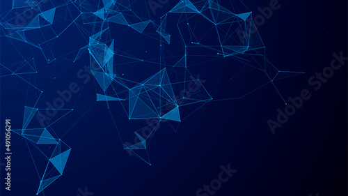 Network connection structure. Digital background with dots and lines. Big data visualization. 3D rendering.