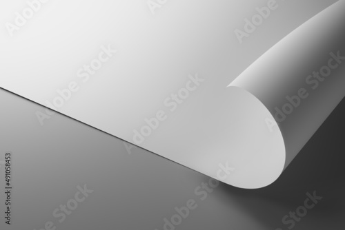 3D render white wrapping paper, mock up, template