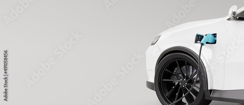 E-mobility, electric car charging battery on white background. 3d rendering