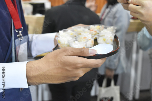 Wallpaper Mural samples food placed on the tray for sensory testing. Torontodigital.ca