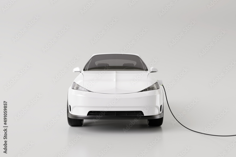 E-mobility, electric car charging battery on white background. 3d rendering E-mobility, electric car charging battery on white background. 3d rendering