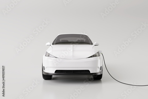 Canvas Print E-mobility, electric car charging battery on white background