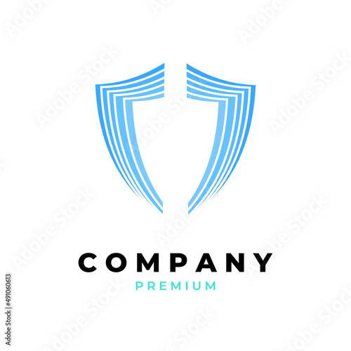 A layer of  Dark Blue Arrow Sign be a Shield Vector Logo