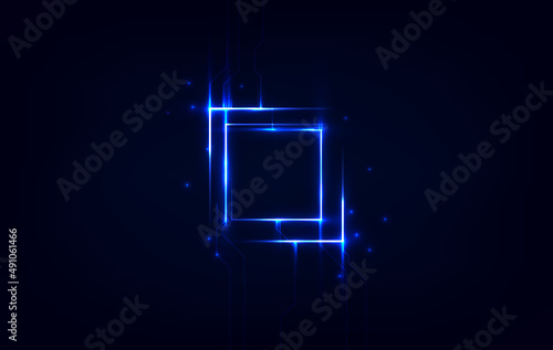 Neon frame. Shining square banner. Isolated on transparent background..