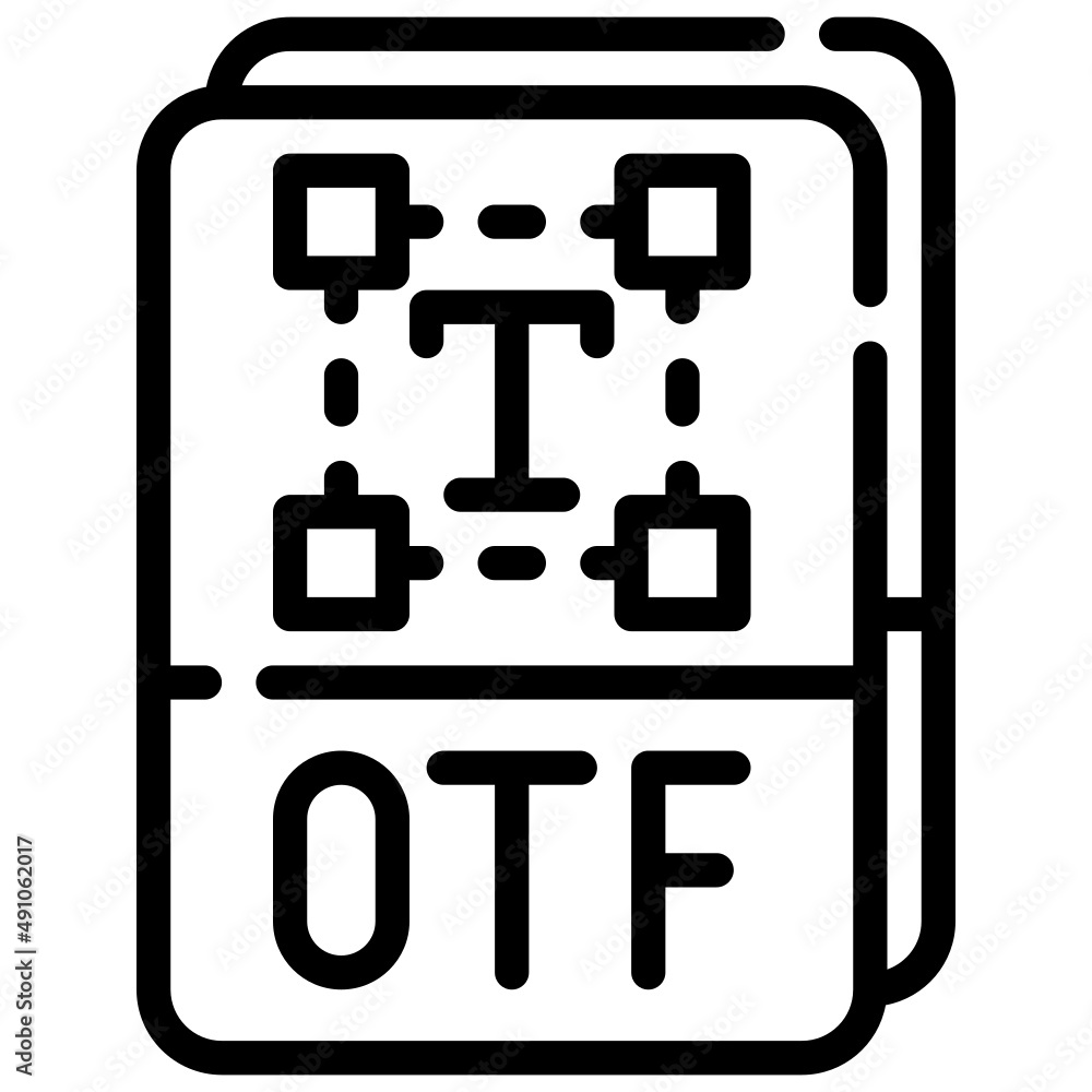 OTF FILE line icon,linear,outline,graphic,illustration OTF FILE line icon,linear,outline,graphic,illustration