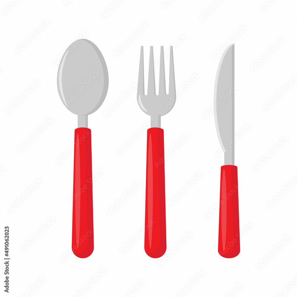 spoon with fork and knife in white background vector illustration design
