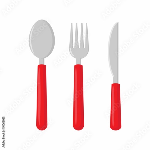 Obraz na płótnie spoon with fork and knife in white background vector illustration design w salonie