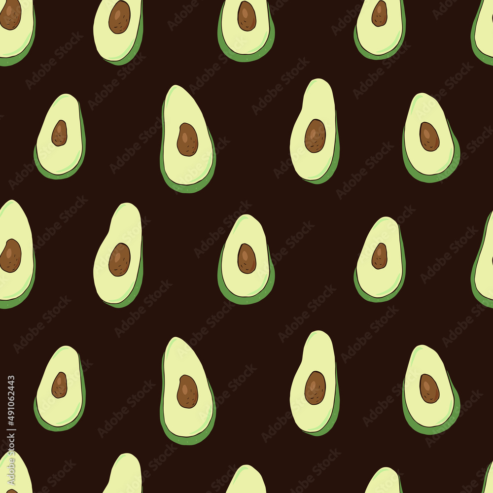Seamless vector pattern of avocado. Decoration print for wrapping, wallpaper, fabric, textile. Seamless vector pattern of avocado. Decoration print for wrapping, wallpaper, fabric, textile.