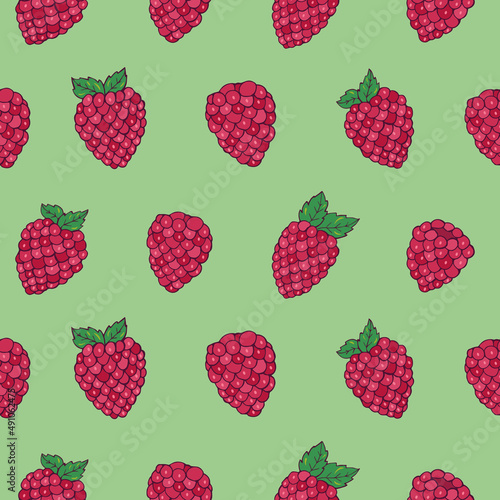 Seamless vector pattern of raspberries. Decoration print for wrapping, wallpaper, fabric, textile.