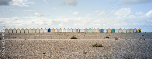 Alignement de cabines de plage - Baie de Somme - France