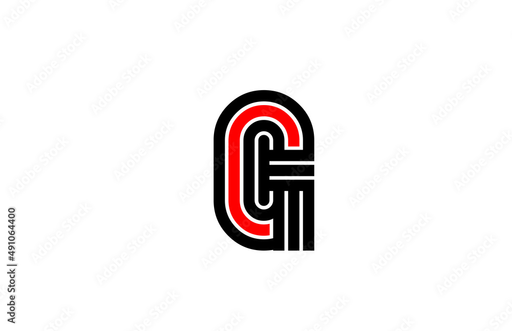 red line G alphabet letter logo icon. Creative design template for company and business in white and black red line G alphabet letter logo icon. Creative design template for company and business in white and black