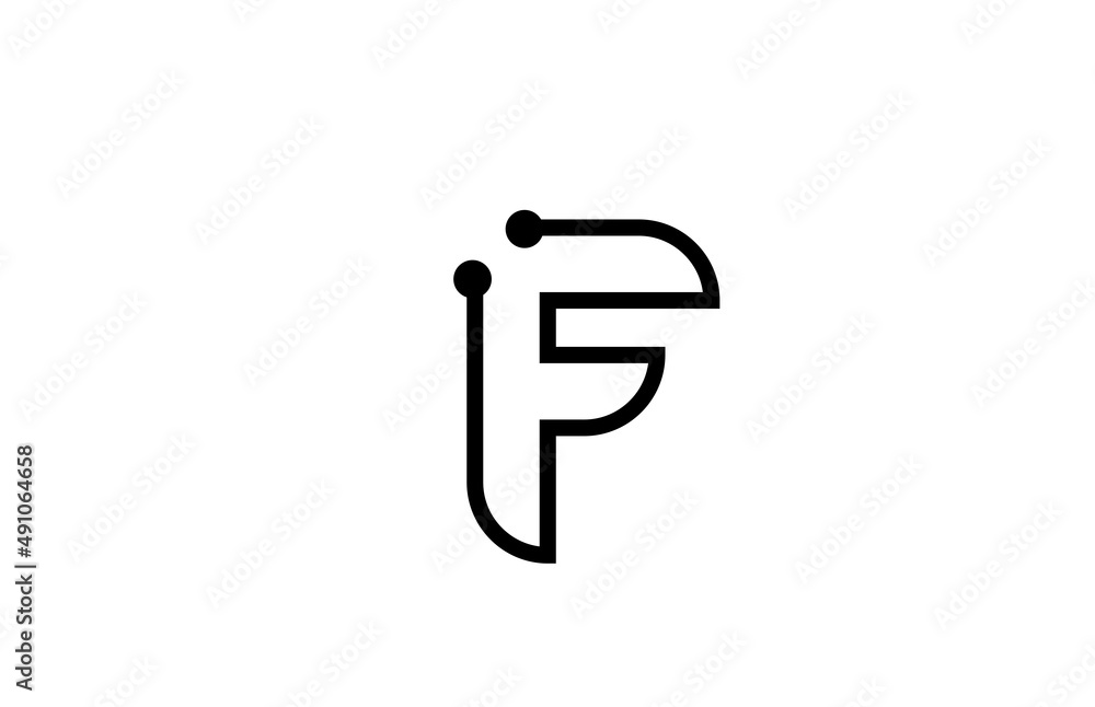 F line black and white alphabet letter logo icon design with dot. Creative template for business and company F line black and white alphabet letter logo icon design with dot. Creative template for business and company