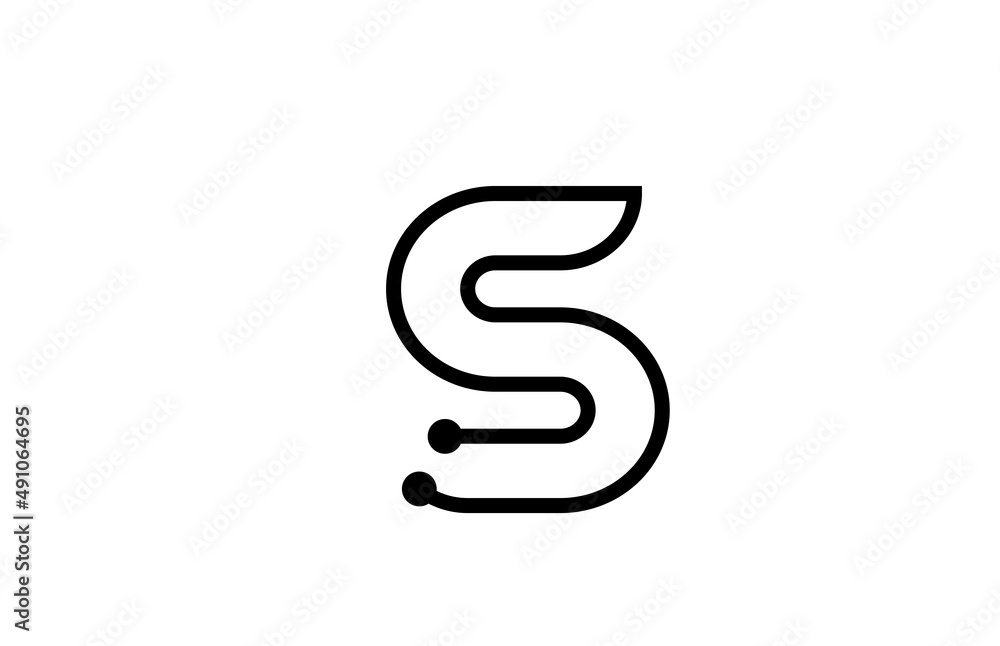S line black and white alphabet letter logo icon design with dot. Creative template for business and company S line black and white alphabet letter logo icon design with dot. Creative template for business and company