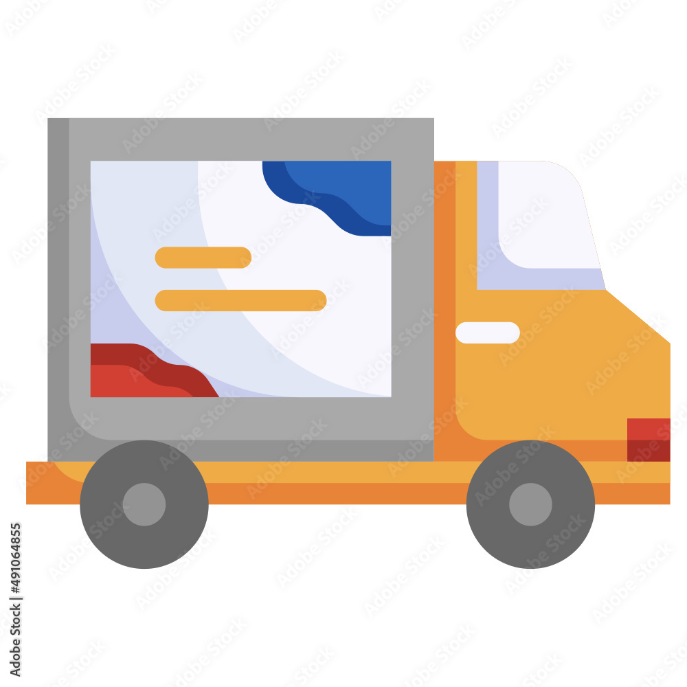 Fototapeta premium TRUCK flat icon,linear,outline,graphic,illustration