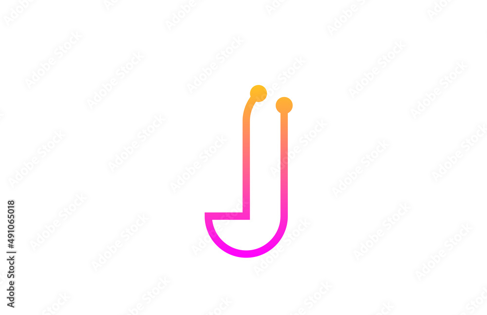 J pink alphabet letter icon logo design with dot. Creative template for company and business with line J pink alphabet letter icon logo design with dot. Creative template for company and business with line