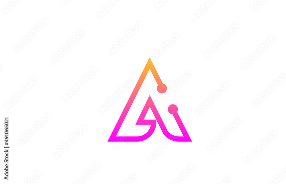 A pink alphabet letter icon logo design with dot. Creative template for company and business with line A pink alphabet letter icon logo design with dot. Creative template for company and business with line