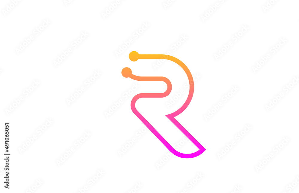 R pink alphabet letter icon logo design with dot. Creative template for company and business with line R pink alphabet letter icon logo design with dot. Creative template for company and business with line