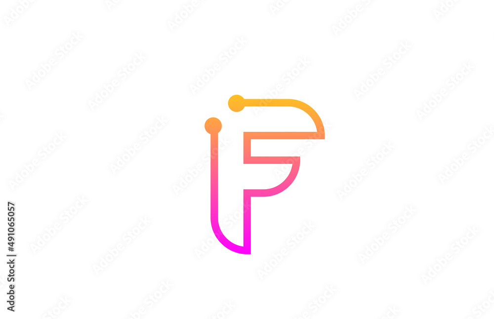 F pink alphabet letter icon logo design with dot. Creative template for company and business with line F pink alphabet letter icon logo design with dot. Creative template for company and business with line