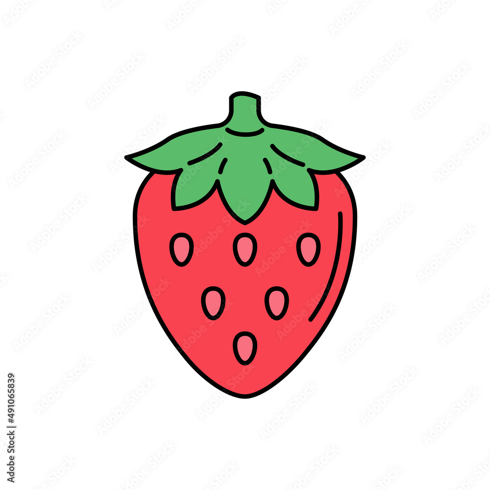 Obraz premium Strawberry Flat Design. Strawberry icon isolated on white background. Vector