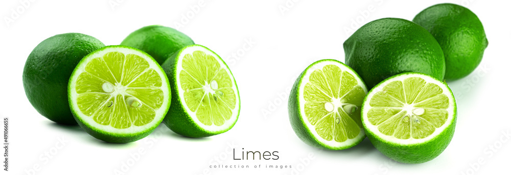 Limes on a white background. High quality photo