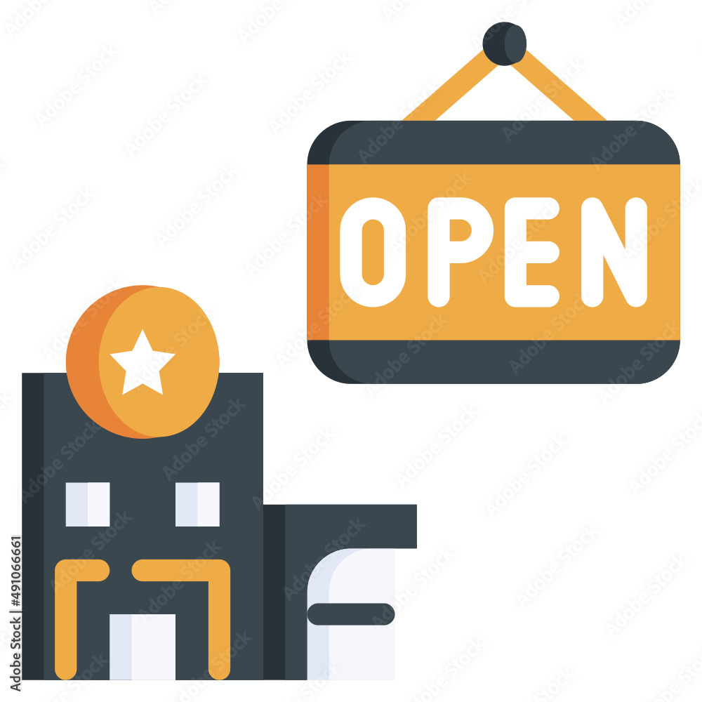 OPEN flat icon,linear,outline,graphic,illustration OPEN flat icon,linear,outline,graphic,illustration