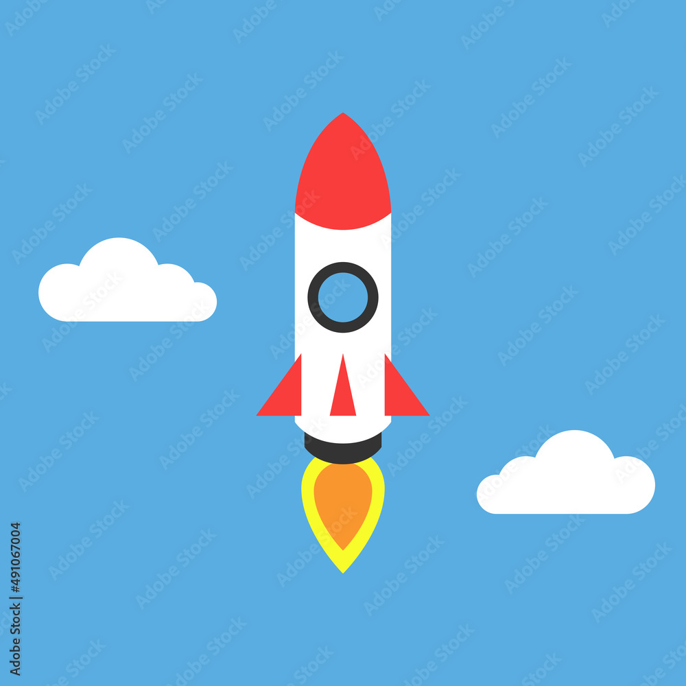 Space rocket launch to the sky. Startup concept of business or project. Vector illustrator. Space rocket launch to the sky. Startup concept of business or project. Vector illustrator.
