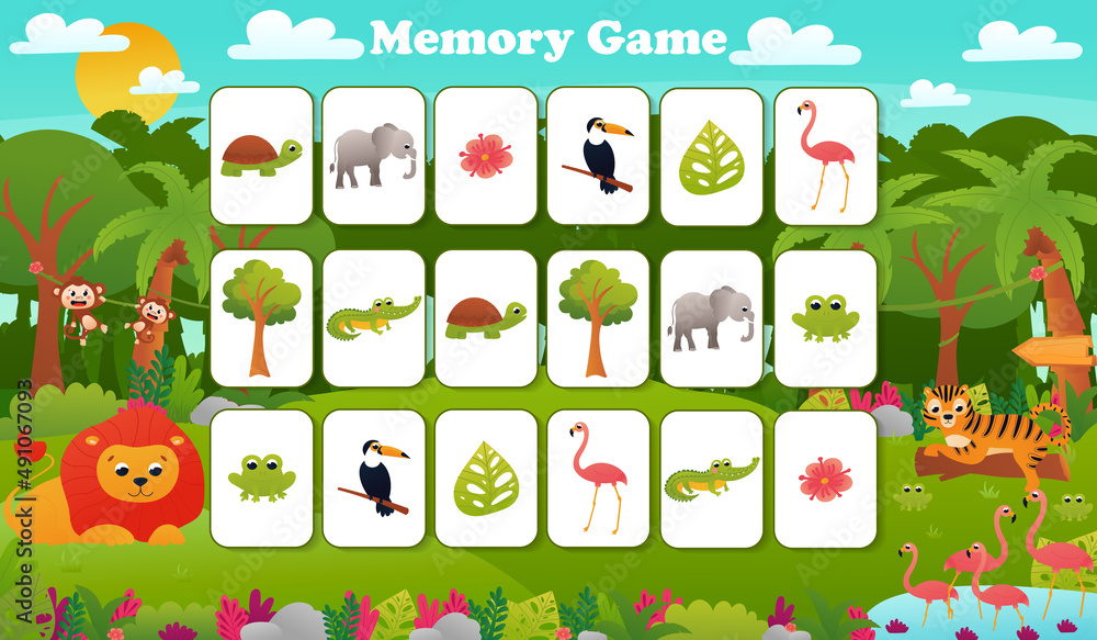 Printable educational worksheet for kids with sudoku puzzle, tropical jungle animals wildlife with cute lion and tiger Printable educational worksheet for kids with sudoku puzzle, tropical jungle animals wildlife with cute lion and tiger