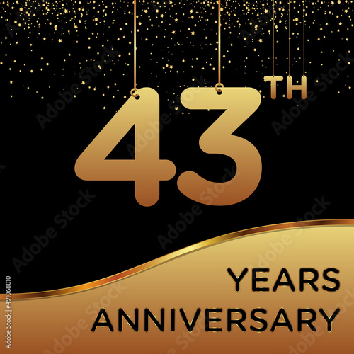 43th years anniversary, vector design for anniversary celebration with gold color on black background, simple and luxury design. logo vector template photo