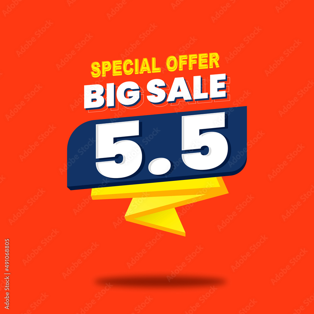 Flash Sale 5.5 Promotional 3d Banner Design, Orange, Template, Advertisement, Promotion